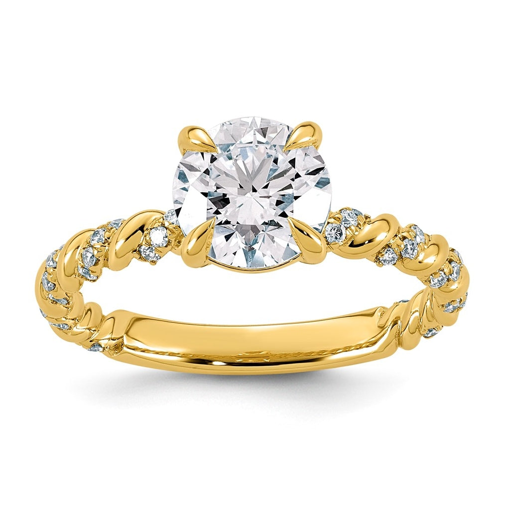 14K Yellow Gold 1 3/4ct Cert Round Center Lab Grown Diamond VS+ F+ Complete Ring – Elegant Jewelry Gift for Birthday, Anniversary, Engagement, Wedding