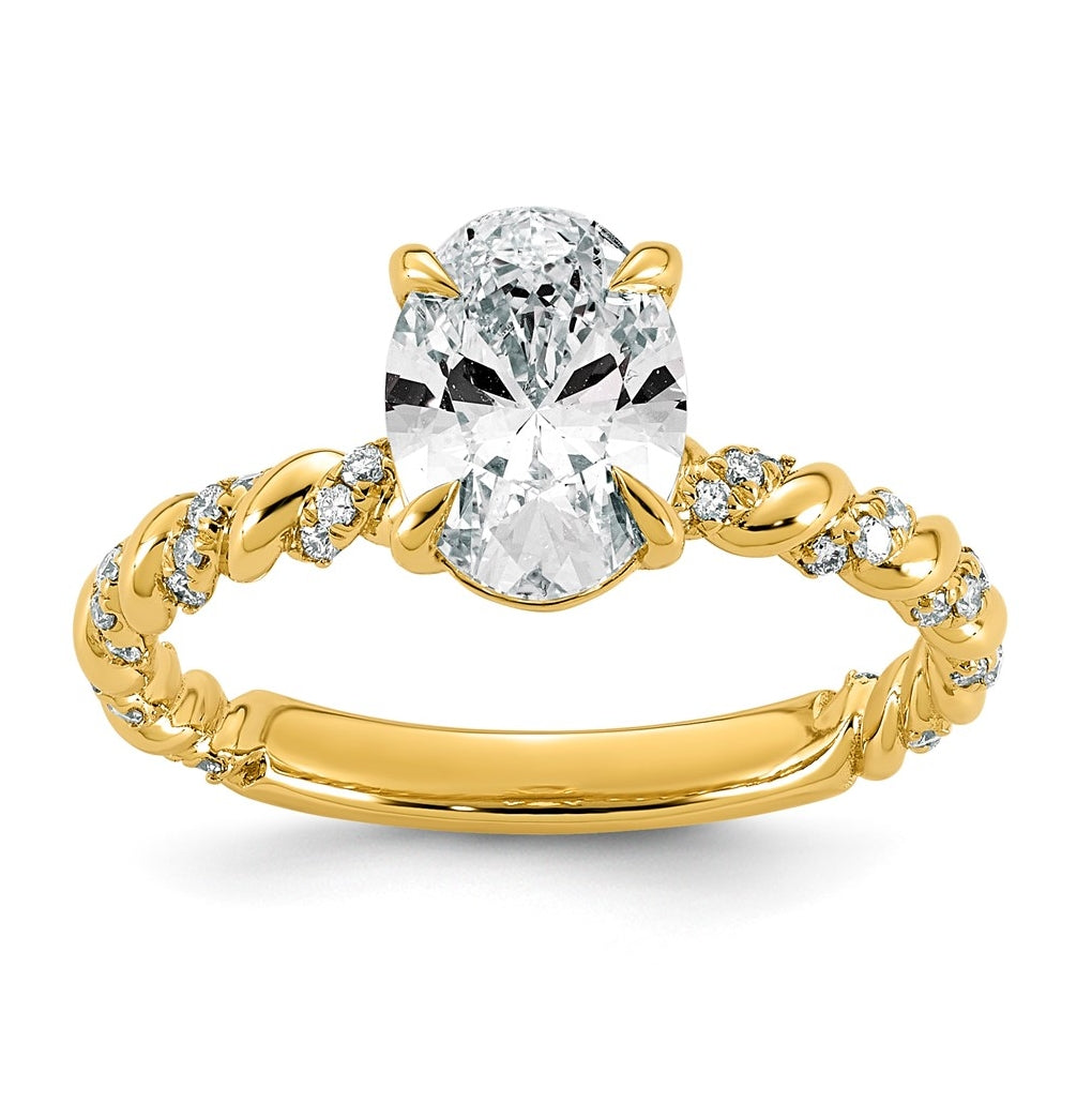 14K Yellow Gold 1 3/4ct Cert Oval Center Lab Grown Diamond VS+ F+ Comp Ring – Elegant Jewelry Gift for Birthday, Anniversary, Engagement, Wedding
