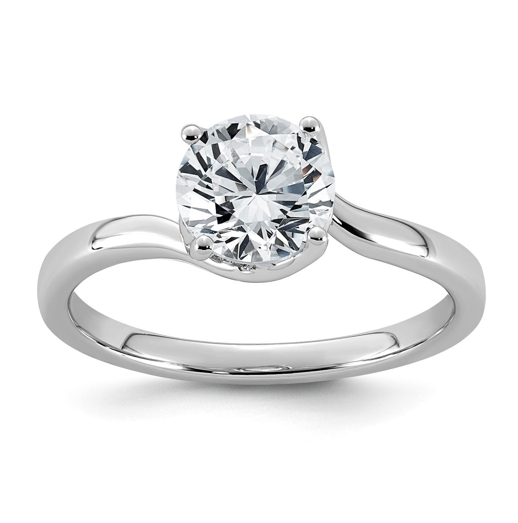 14K White Gold 1ct Round Center Lab Grown Diamond VS+ F+ Complete Twist Ring – Elegant Jewelry Gift for Birthday, Anniversary, Engagement, Wedding