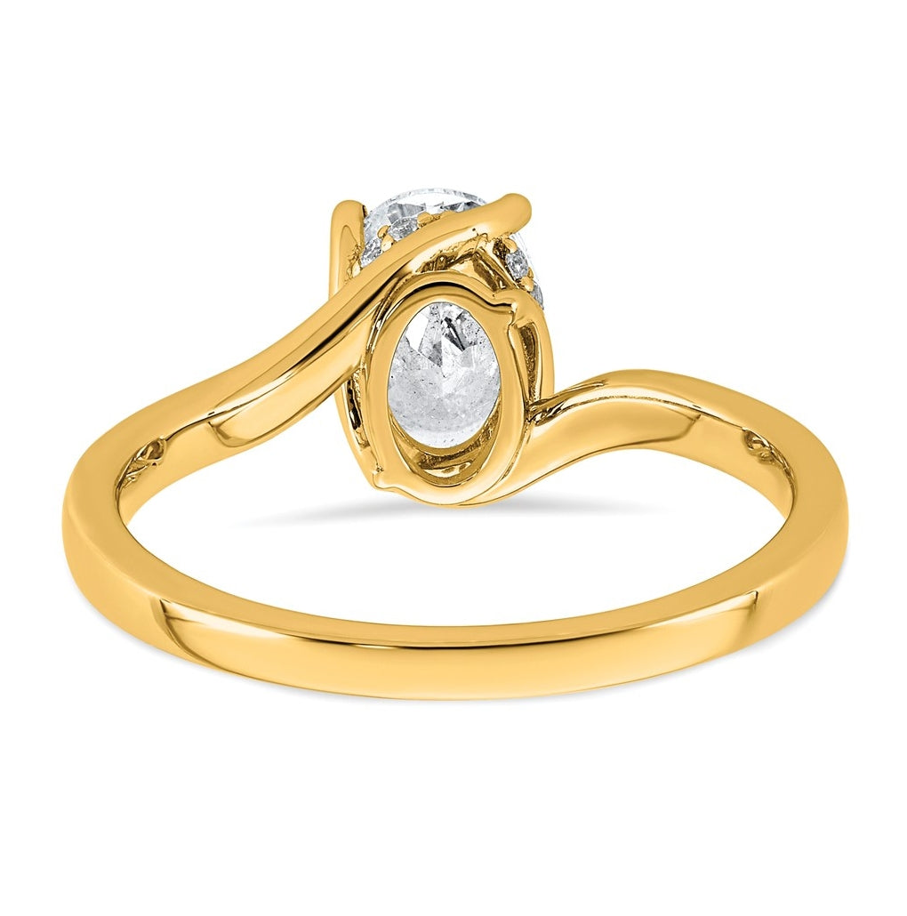 14K Yellow Gold 1ct Oval Center Lab Grown Diamond VS+ F+ Complete Twist Ring – Elegant Jewelry Gift for Birthday, Anniversary, Engagement, Wedding