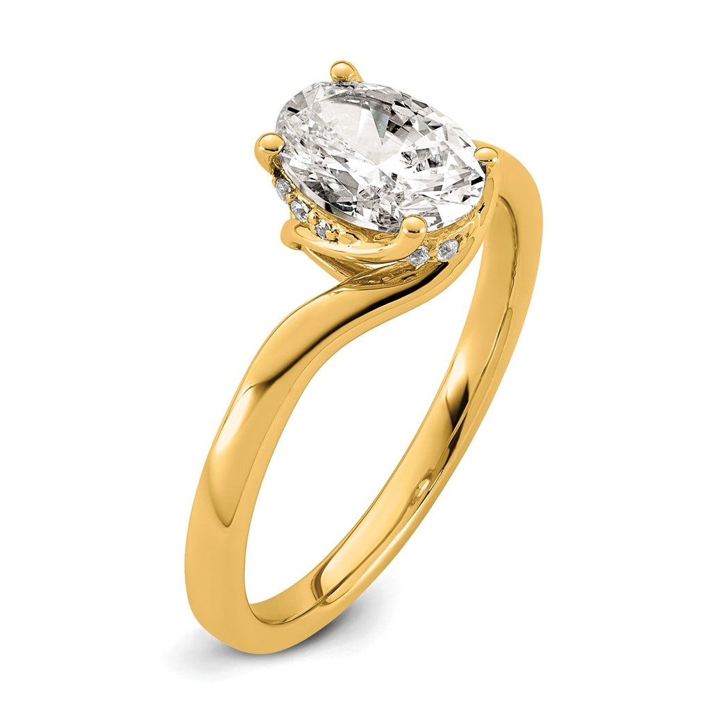 14K Yellow Gold 1ct Oval Center Lab Grown Diamond VS+ F+ Complete Twist Ring – Elegant Jewelry Gift for Birthday, Anniversary, Engagement, Wedding