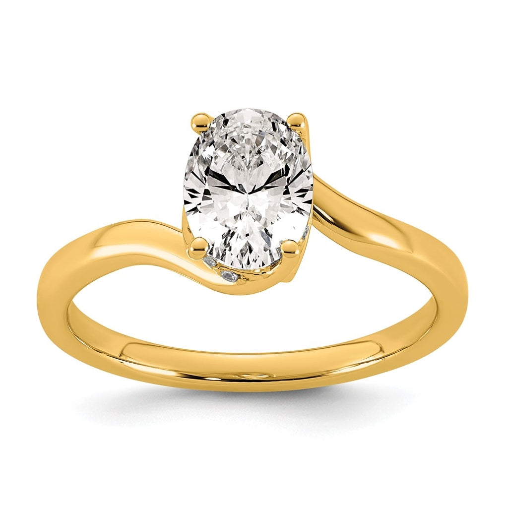 14K Yellow Gold 1ct Oval Center Lab Grown Diamond VS+ F+ Complete Twist Ring – Elegant Jewelry Gift for Birthday, Anniversary, Engagement, Wedding