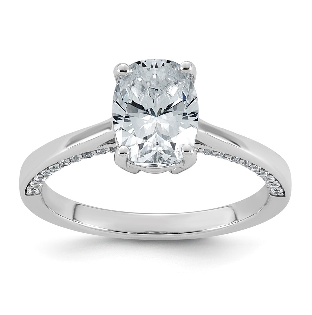 14K White Gold 1 1/5ct Long Cushion Center Lab Grown Diamond VS+ F+ Complete Ring – Elegant Jewelry Gift for Birthday, Anniversary, Engagement, Wedding