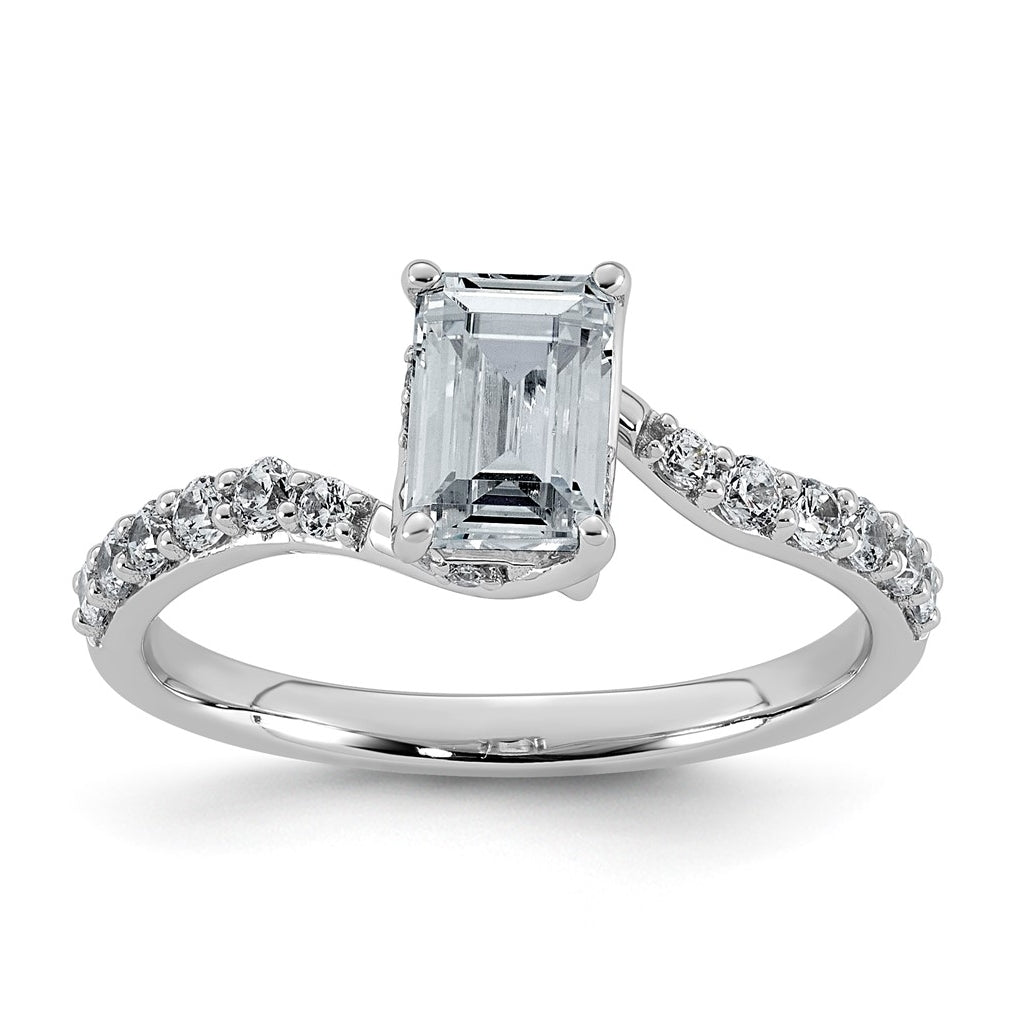 14K White Gold 1 1/3ct Round Center Lab Grown Diamond VS+ F+ Complete Twist Ring – Elegant Jewelry Gift for Birthday, Anniversary, Engagement, Wedding