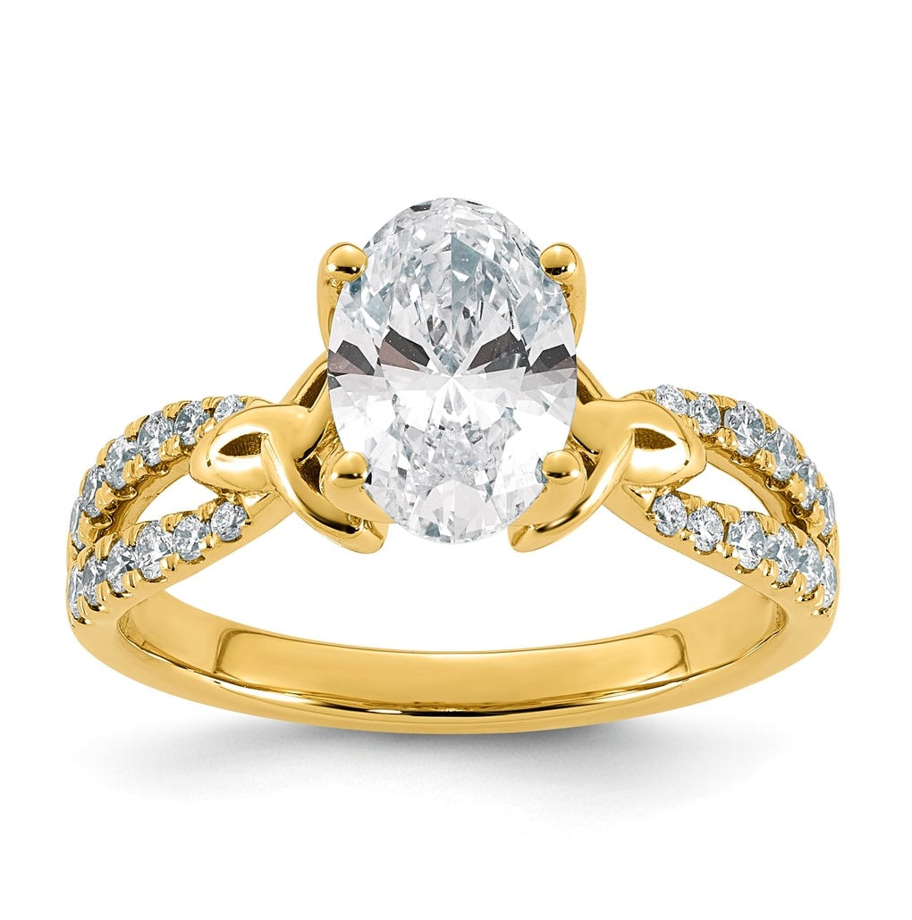 14K Yellow Gold Certified Oval Center Lab Grown Dia VS+ F+ Comp Ring – Elegant Jewelry Gift for Birthday, Anniversary, Engagement, Wedding