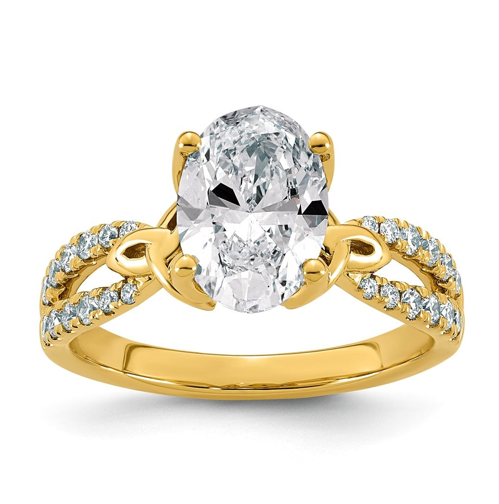 14K Yellow Gold Certified Oval Center Lab Grown Dia VS+ F+ Comp Ring – Elegant Jewelry Gift for Birthday, Anniversary, Engagement, Wedding