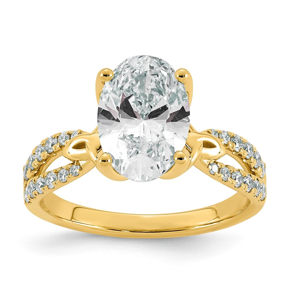 14K Yellow Gold Certified Oval Center Lab Grown Dia VS+ F+ Comp Ring – Elegant Jewelry Gift for Birthday, Anniversary, Engagement, Wedding