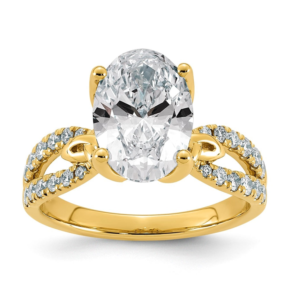 14K Yellow Gold Certified Oval Center Lab Grown Dia VS+ F+ Comp Ring – Elegant Jewelry Gift for Birthday, Anniversary, Engagement, Wedding