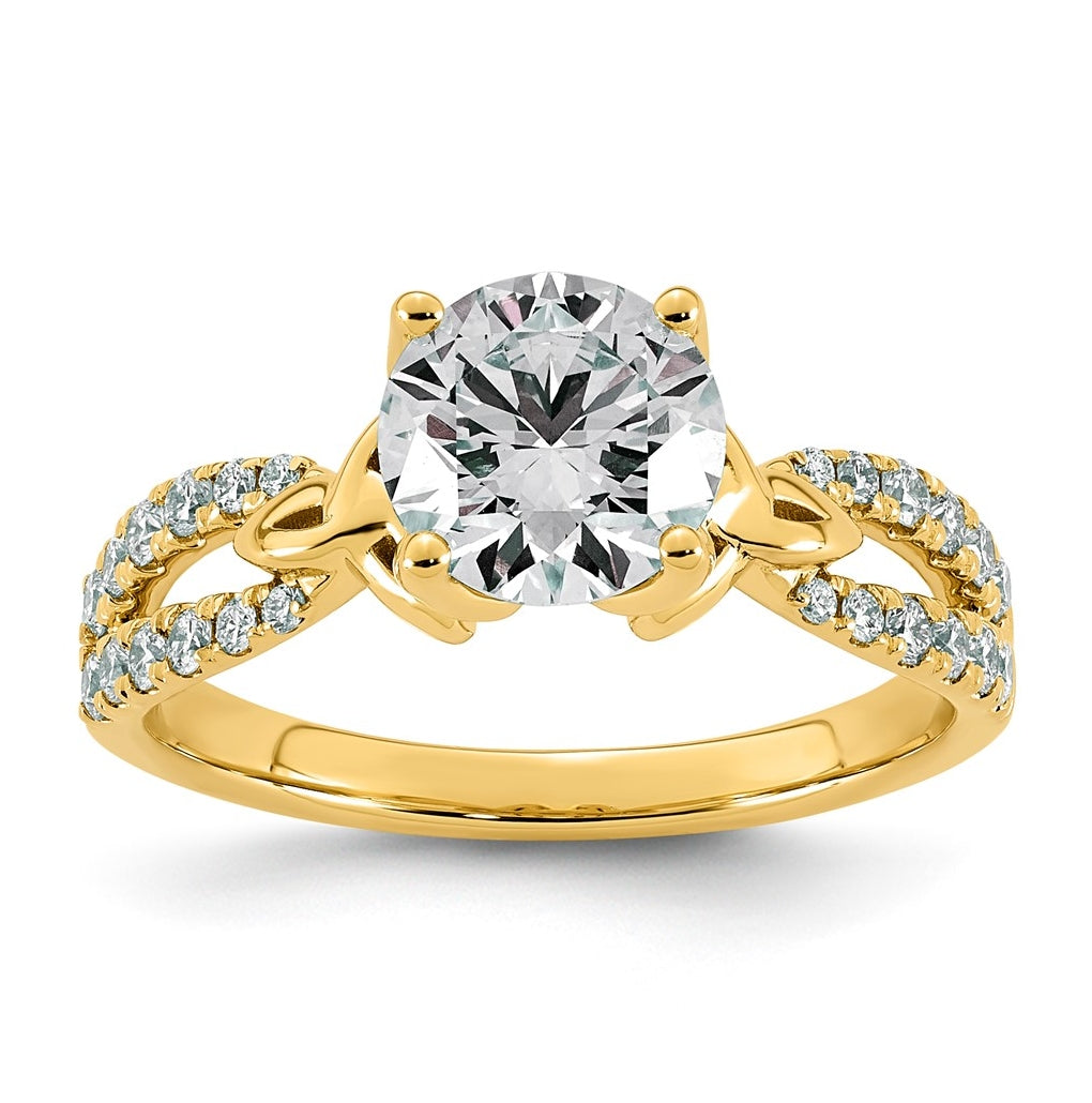 14K Yellow Gold Certified Round Center Lab Grown Dia VS+ F+ Comp Ring – Elegant Jewelry Gift for Birthday, Anniversary, Engagement, Wedding