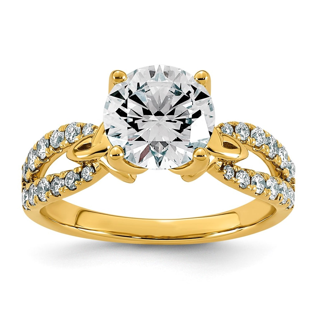 14K Yellow Gold Certified Round Center Lab Grown Dia VS+ F+ Comp Ring – Elegant Jewelry Gift for Birthday, Anniversary, Engagement, Wedding