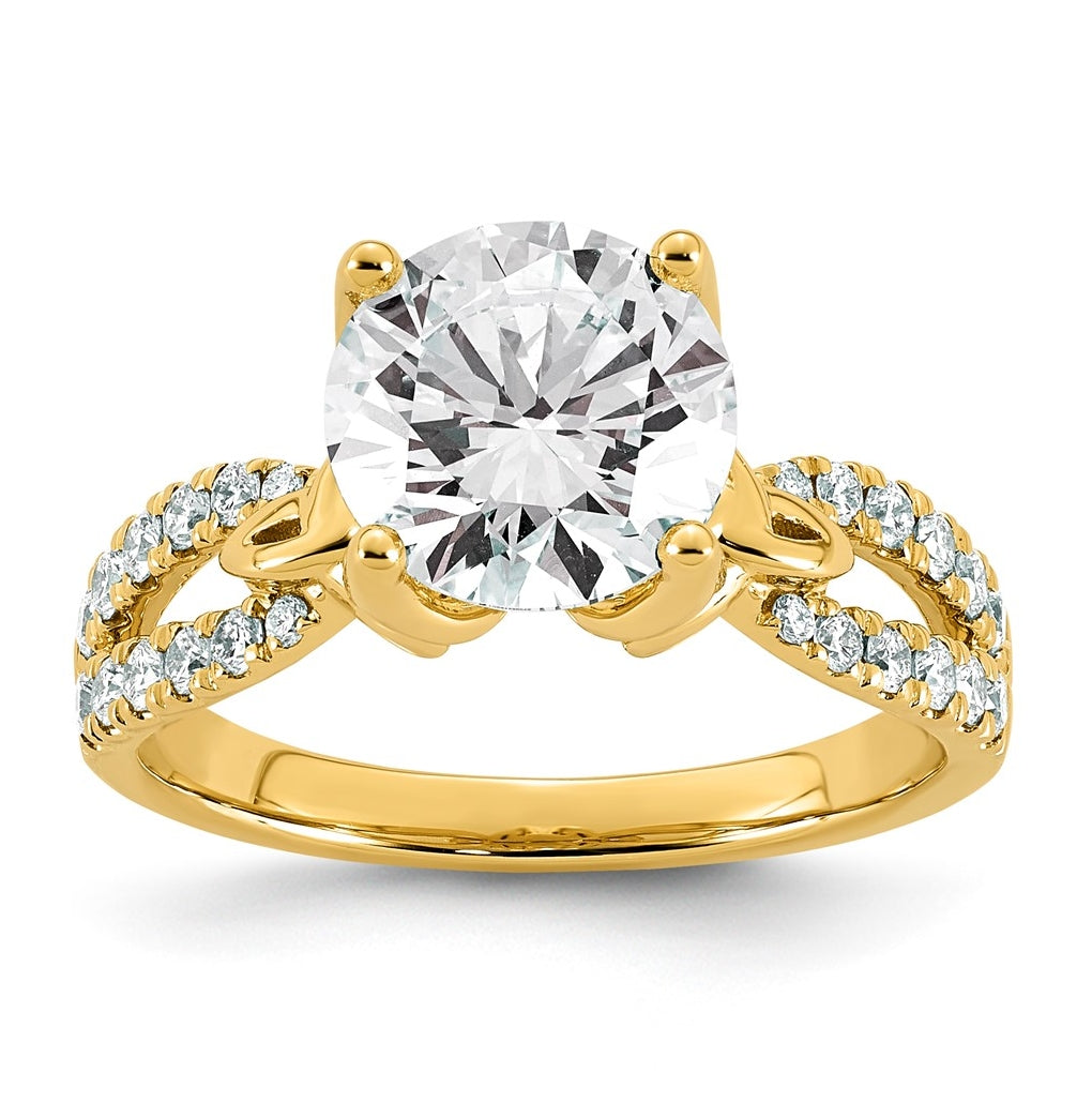 14K Yellow Gold Certified Round Center Lab Grown Dia VS+ F+ Comp Ring – Elegant Jewelry Gift for Birthday, Anniversary, Engagement, Wedding