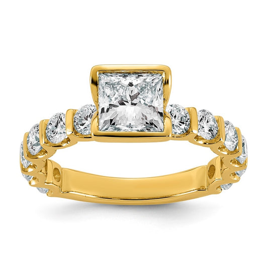 14K Yellow Gold 2 3/4ct Cert Princess Center Lab Grown Diamond VS+ F+ Comp Ring – Elegant Jewelry Gift for Birthday, Anniversary, Engagement, Wedding
