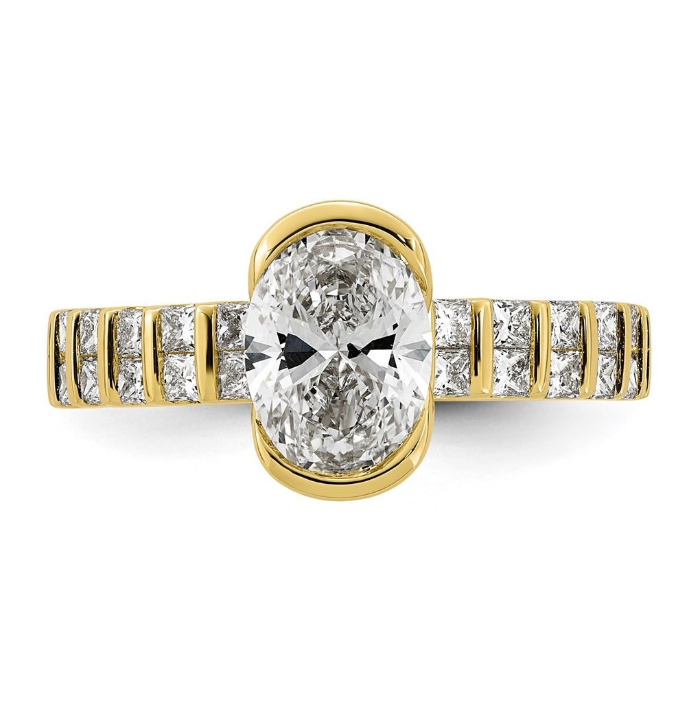 14K Yellow Gold 2 1/2ct Cert Oval Center Lab Grown Diamond VS+ F+ Comp Ring Size 7– Elegant Jewelry Gift for Birthday, Anniversary, Engagement, Wedding