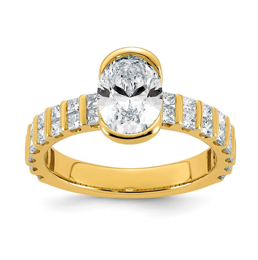 14K Yellow Gold 2 1/2ct Cert Oval Center Lab Grown Diamond VS+ F+ Comp Ring Size 7– Elegant Jewelry Gift for Birthday, Anniversary, Engagement, Wedding