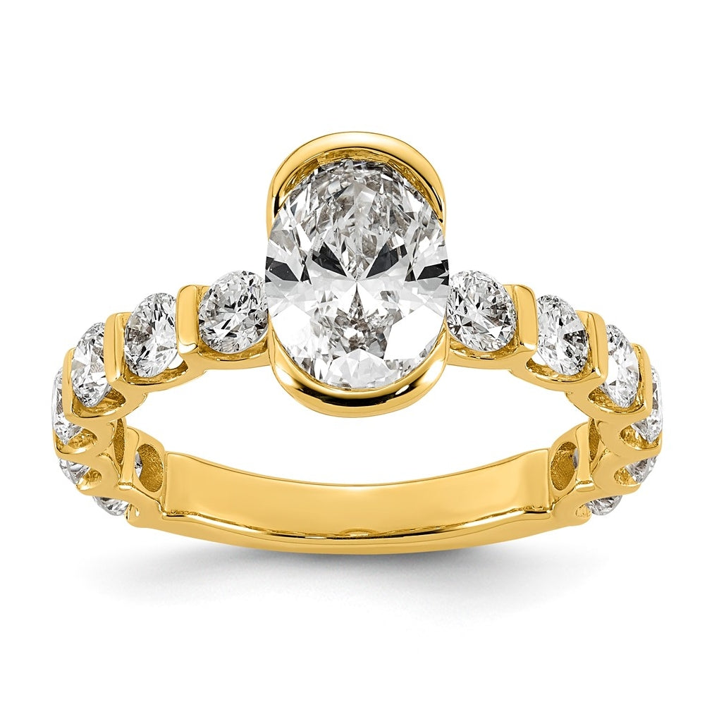14K Yellow Gold 2 3/4ct Cert Oval Center Lab Grown Diamond VS+ F+ Comp Ring – Elegant Jewelry Gift for Birthday, Anniversary, Engagement, Wedding