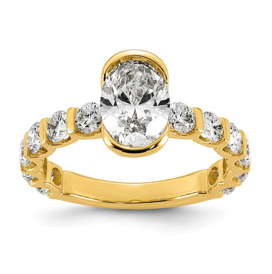14K Yellow Gold 2 3/4ct Cert Oval Center Lab Grown Diamond VS+ F+ Comp Ring – Elegant Jewelry Gift for Birthday, Anniversary, Engagement, Wedding