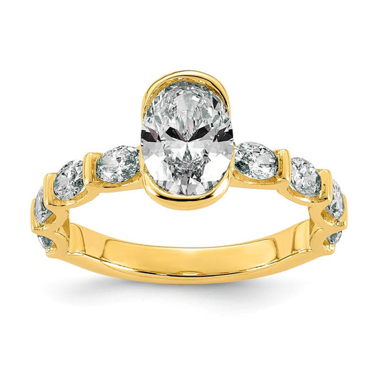 14K Yellow Gold 2 1/2 Cttw Cert Oval Center Lab Grown Diamond VS+ F+ Comp Ring Size 7– Elegant Jewelry Gift for Birthday, Anniversary, Engagement, Wedding