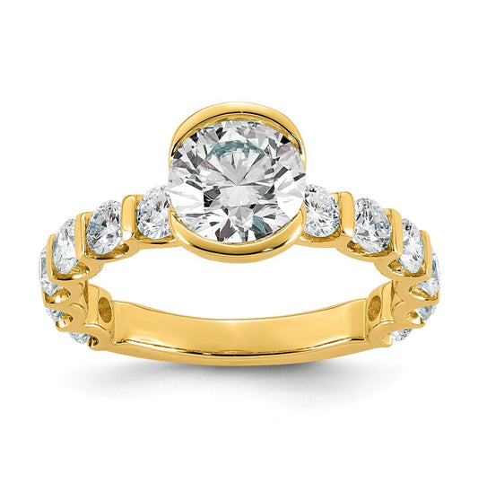 14K Yellow Gold 2 3/4ct Cert Round Center Lab Grown Diamond VS+ F+ Comp Ring – Elegant Jewelry Gift for Birthday, Anniversary, Engagement, Wedding