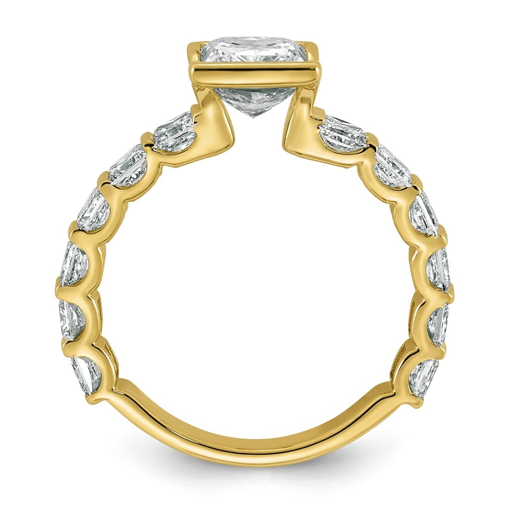 14K Yellow Gold Cert Princess Center Lab Grown Diamond VS+ F+ Comp Eng Ring – Elegant Jewelry Gift for Birthday, Anniversary, Engagement, Wedding