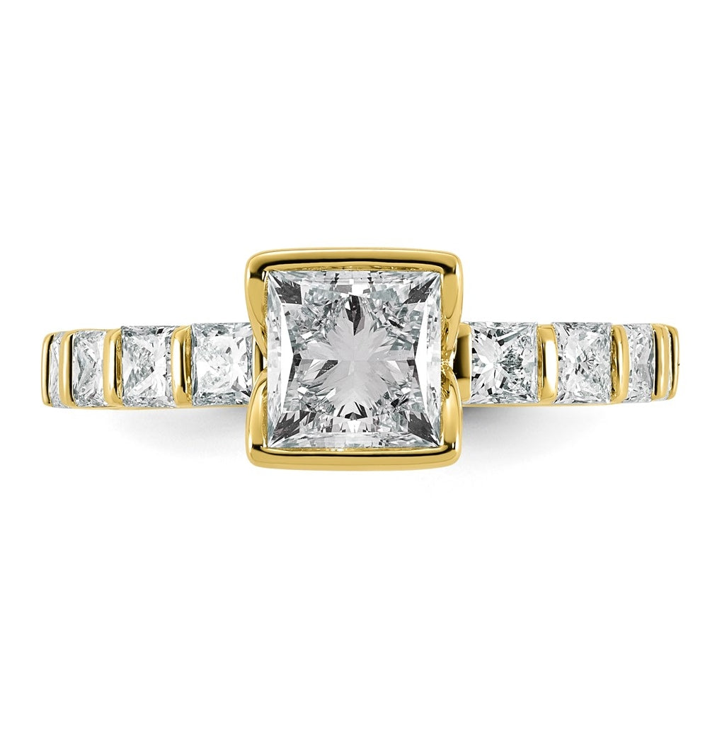 14K Yellow Gold Cert Princess Center Lab Grown Diamond VS+ F+ Comp Eng Ring – Elegant Jewelry Gift for Birthday, Anniversary, Engagement, Wedding