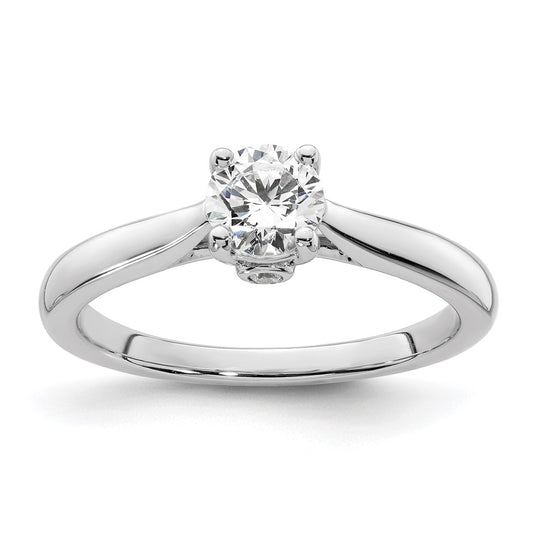14k White Gold (Holds 1/2 carat (5.20 mm) Round) 4-Prong with .03 carat Diamond Semi-Mount Engagement Ring