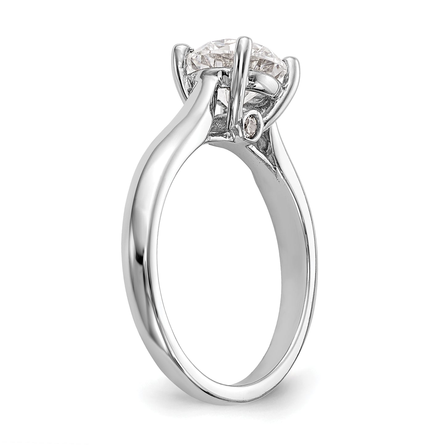 14k White Gold (Holds 1 carat (6.50 mm) Round) 4-Prong with .03 carat Diamond Semi-Mount Engagement Ring