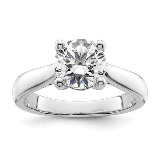 14k White Gold (Holds 2 carat (8.20 mm) Round) 4-Prong with 1/20 carat Diamond Semi-Mount Engagement Ring