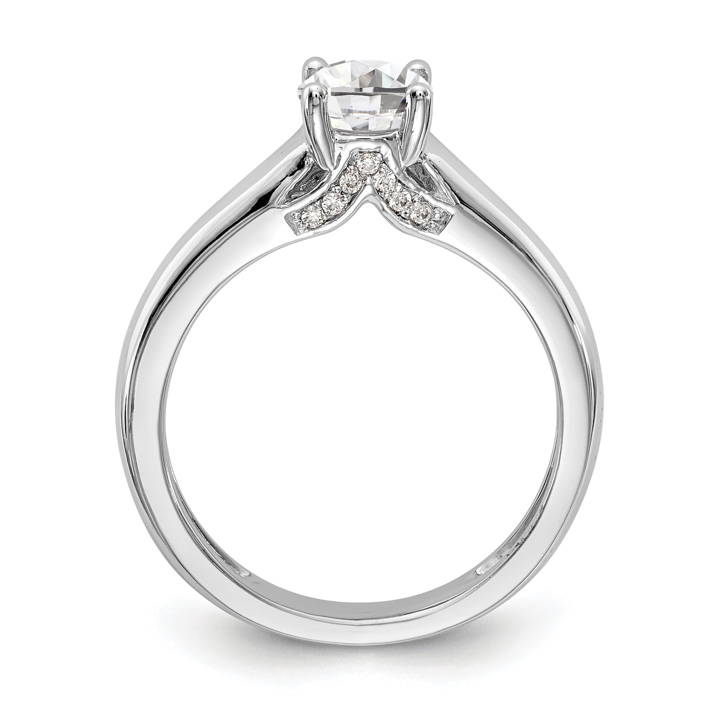 14K White-Gold Round Solitaire Diamond Semi-mount Engagement Ring