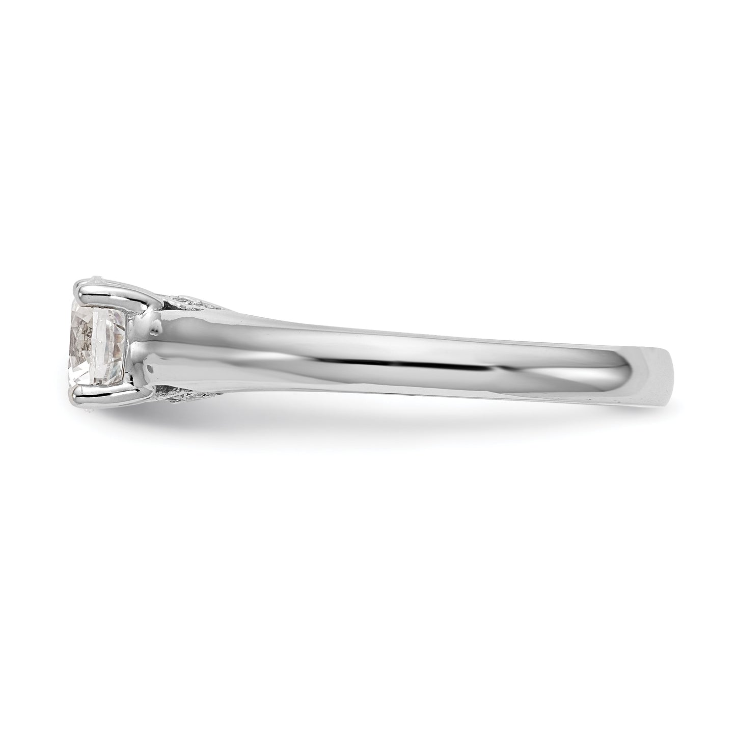 14K White Gold Round Solitaire Diamond Semi-mount Engagement Ring