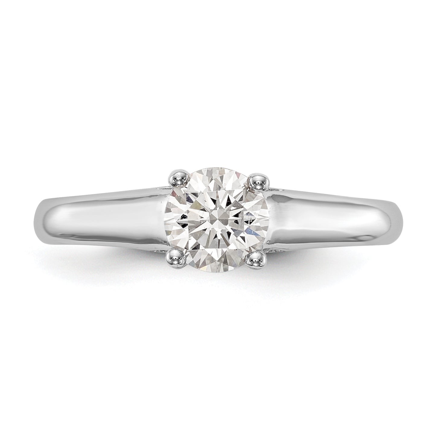 14K White Gold Round Solitaire Diamond Semi-mount Engagement Ring
