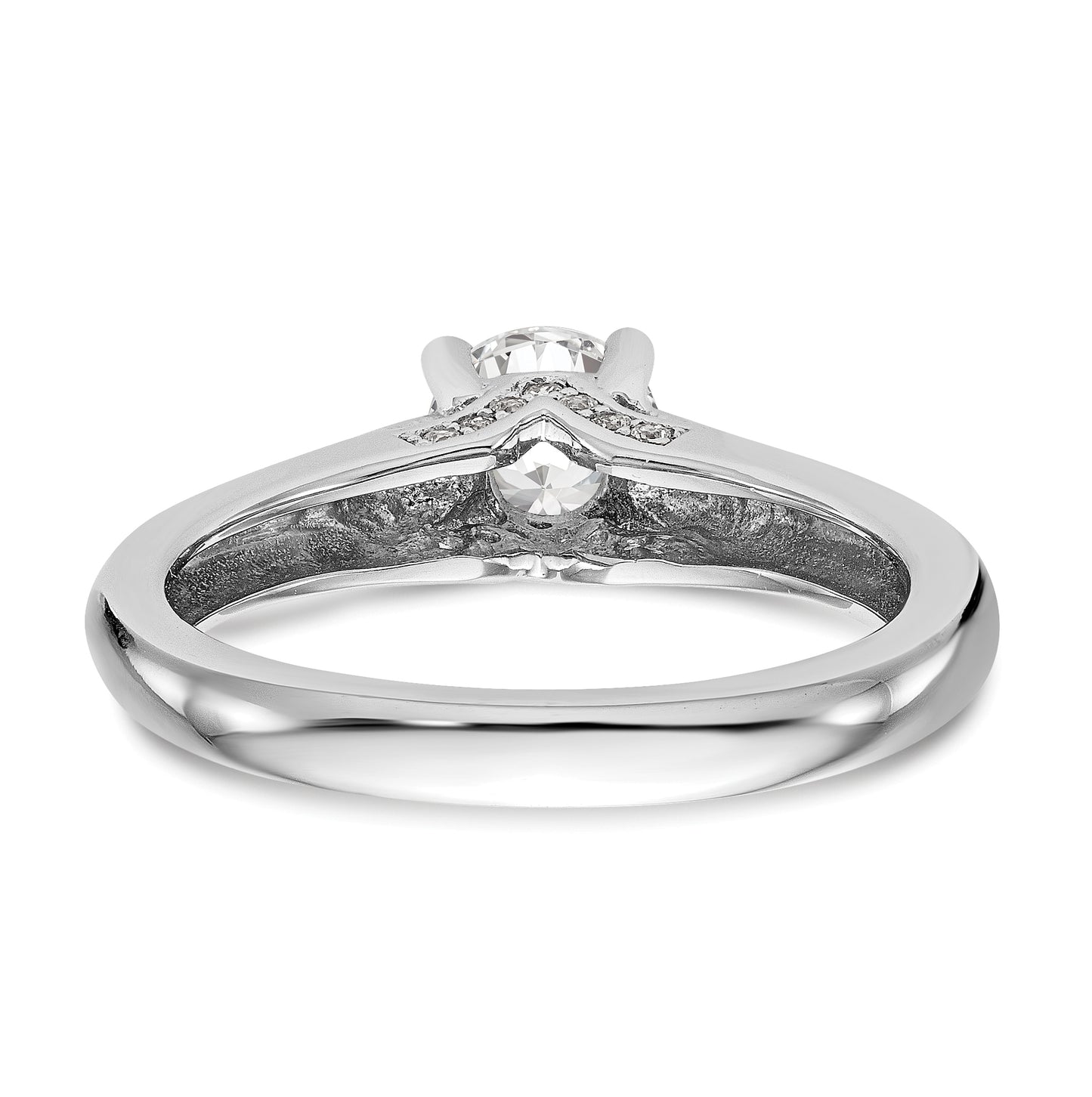 14K White Gold Round Solitaire Diamond Semi-mount Engagement Ring