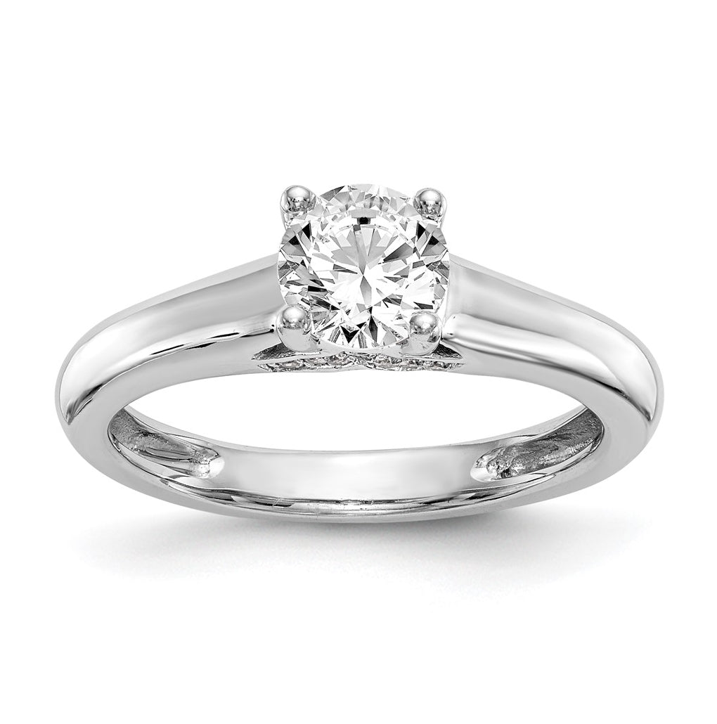 14K White-Gold Round Solitaire Diamond Semi-mount Engagement Ring