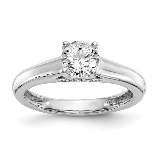 14K White-Gold Round Solitaire Diamond Semi-mount Engagement Ring