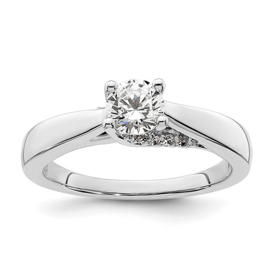14k White Gold (Holds 1/2 carat (5.20 mm) Round) 4-Prong with 1/15 carat Diamond Semi-Mount Engagement Ring