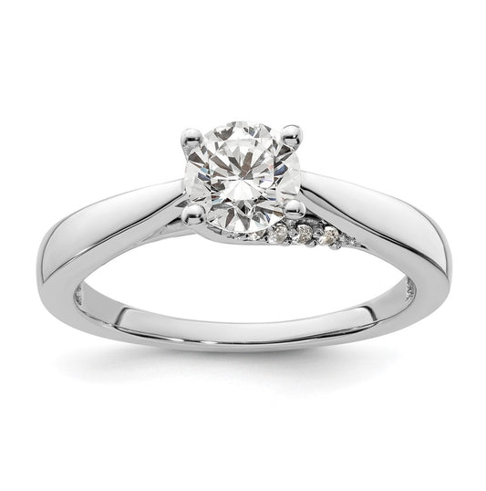 14k White Gold (Holds 3/4 carat (5.80 mm) Round) 4-Prong with 1/15 carat Diamond Semi-Mount Engagement Ring