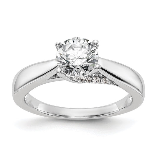 14k White Gold (Holds 1 carat (6.50 mm) Round) 4-Prong with 1/15 carat Diamond Semi-Mount Engagement Ring