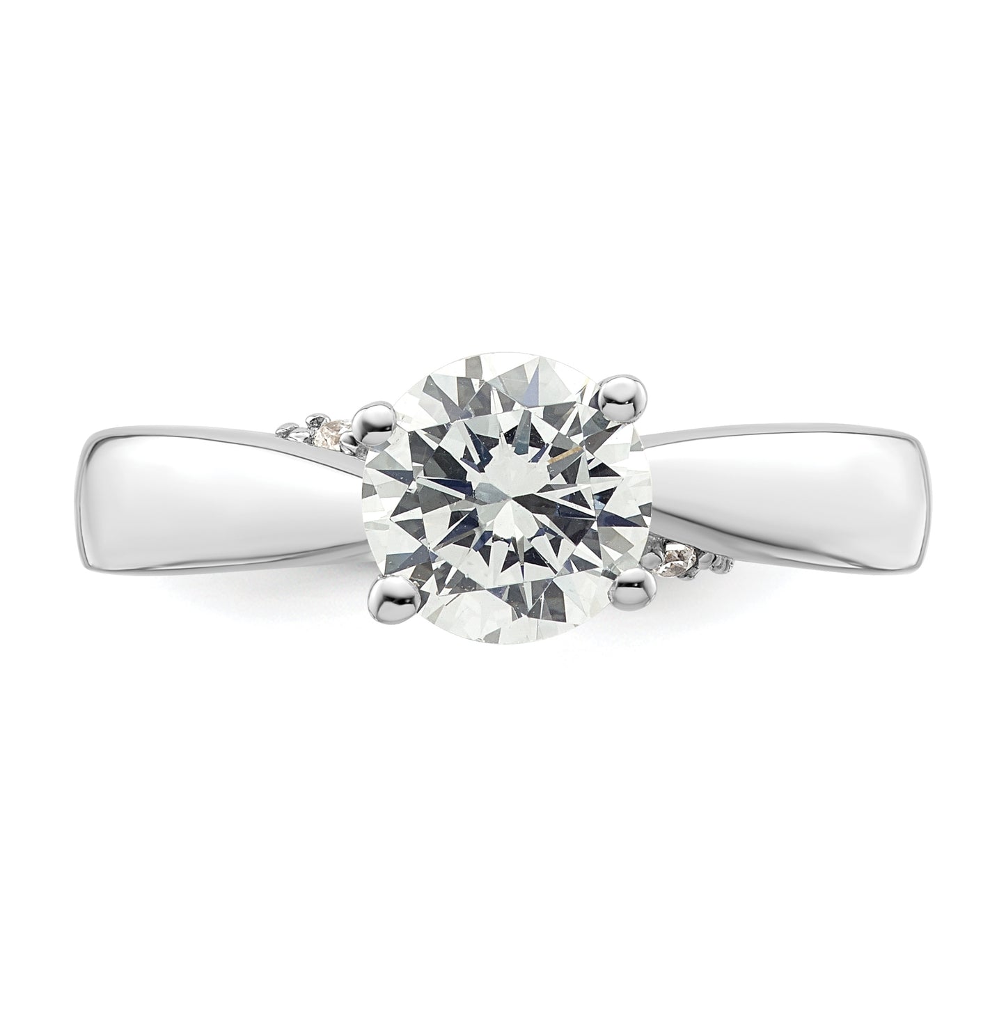 14k White Gold (Holds 1.25 carat (7.00 mm) Round) 4-Prong with 1/15 carat Diamond Semi-Mount Engagement Ring