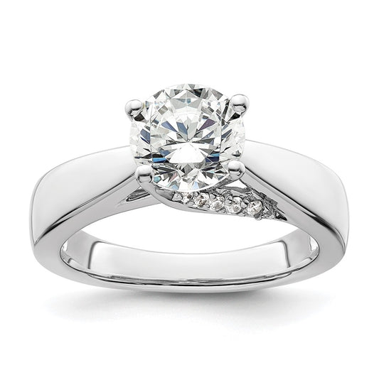 14k White Gold (Holds 1.5 carat (7.50 mm) Round) 4-Prong with 1/15 carat Diamond Semi-Mount Engagement Ring