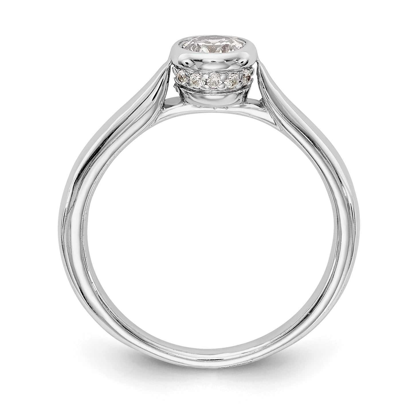 14K White Gold Round Bezel Set Solitaire Diamond Semi-mount Engagement Ring