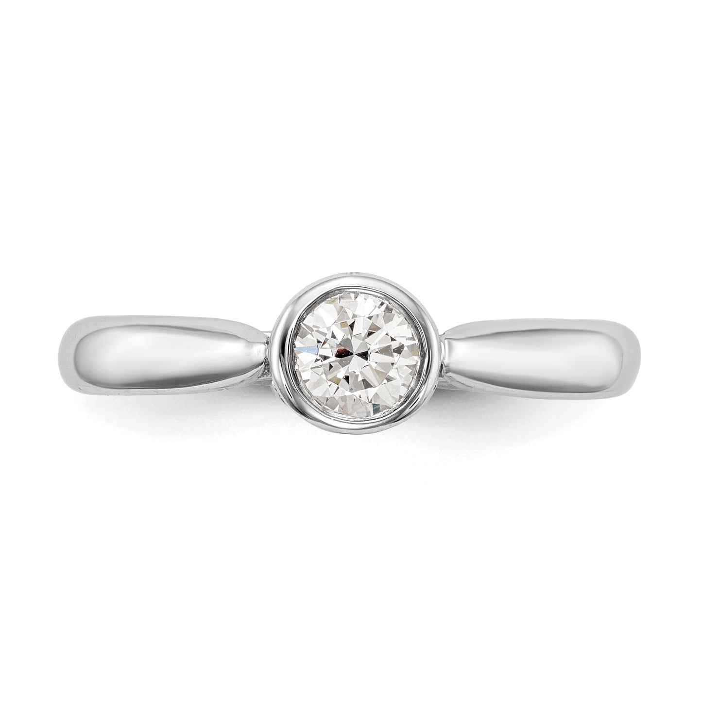 14K White Gold Round Bezel Set Solitaire Diamond Semi-mount Engagement Ring