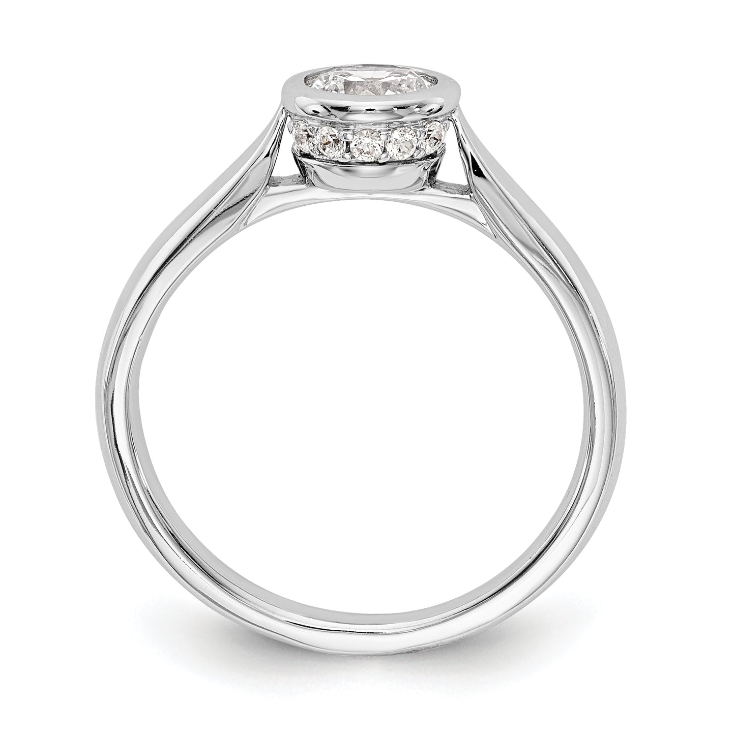 14K White Gold Round Bezel-Set Solitaire Diamond Semi-mount Engagement Ring