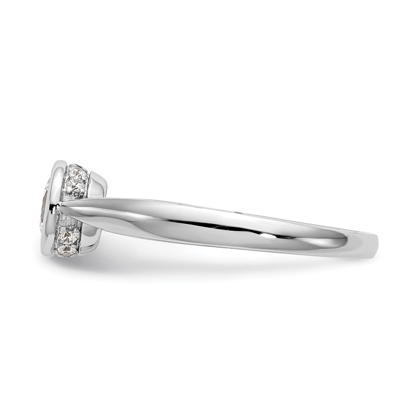 14K White Gold Round Bezel-Set Solitaire Diamond Semi-mount Engagement Ring