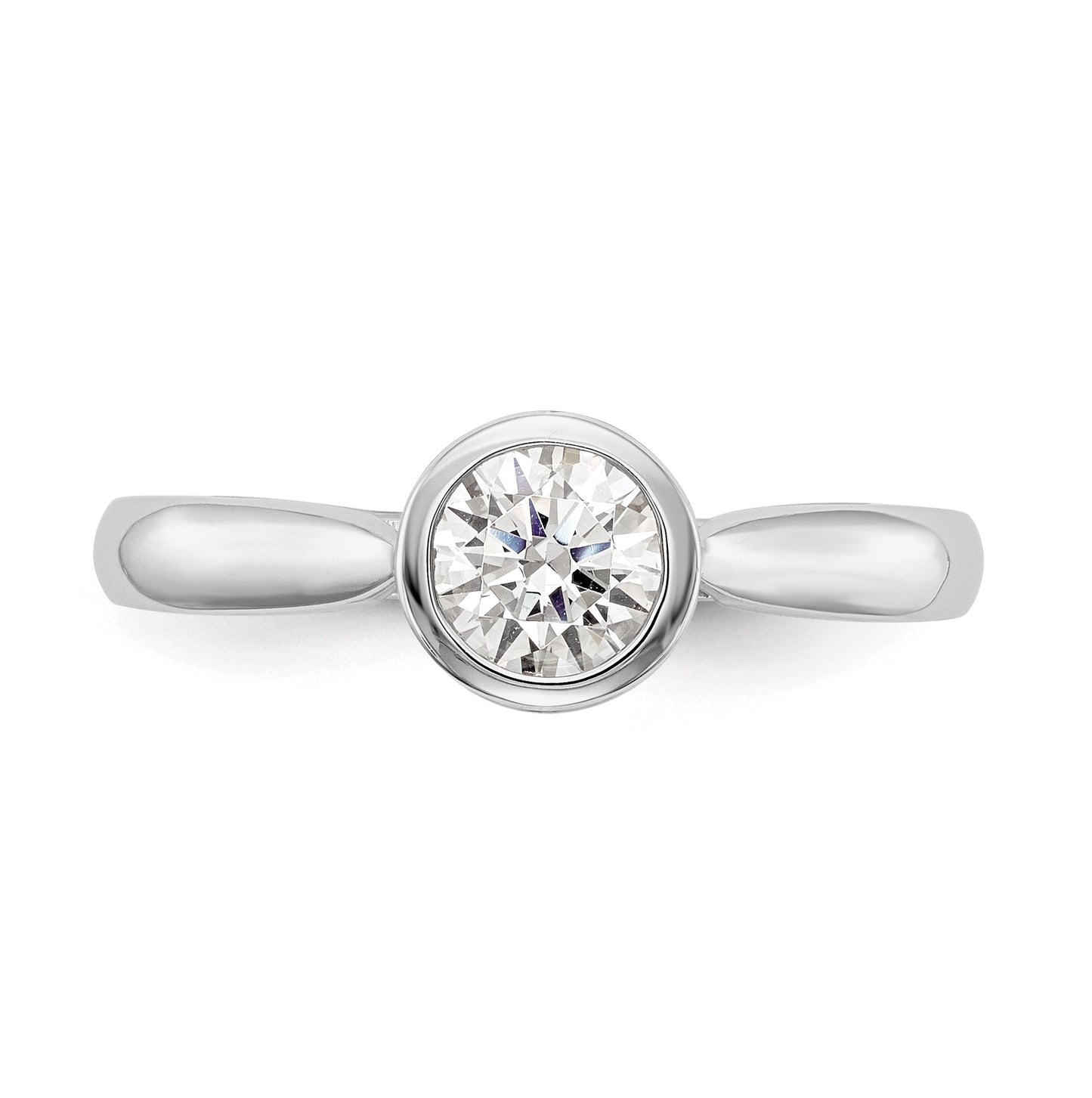 14K White Gold Round Bezel-Set Solitaire Diamond Semi-mount Engagement Ring