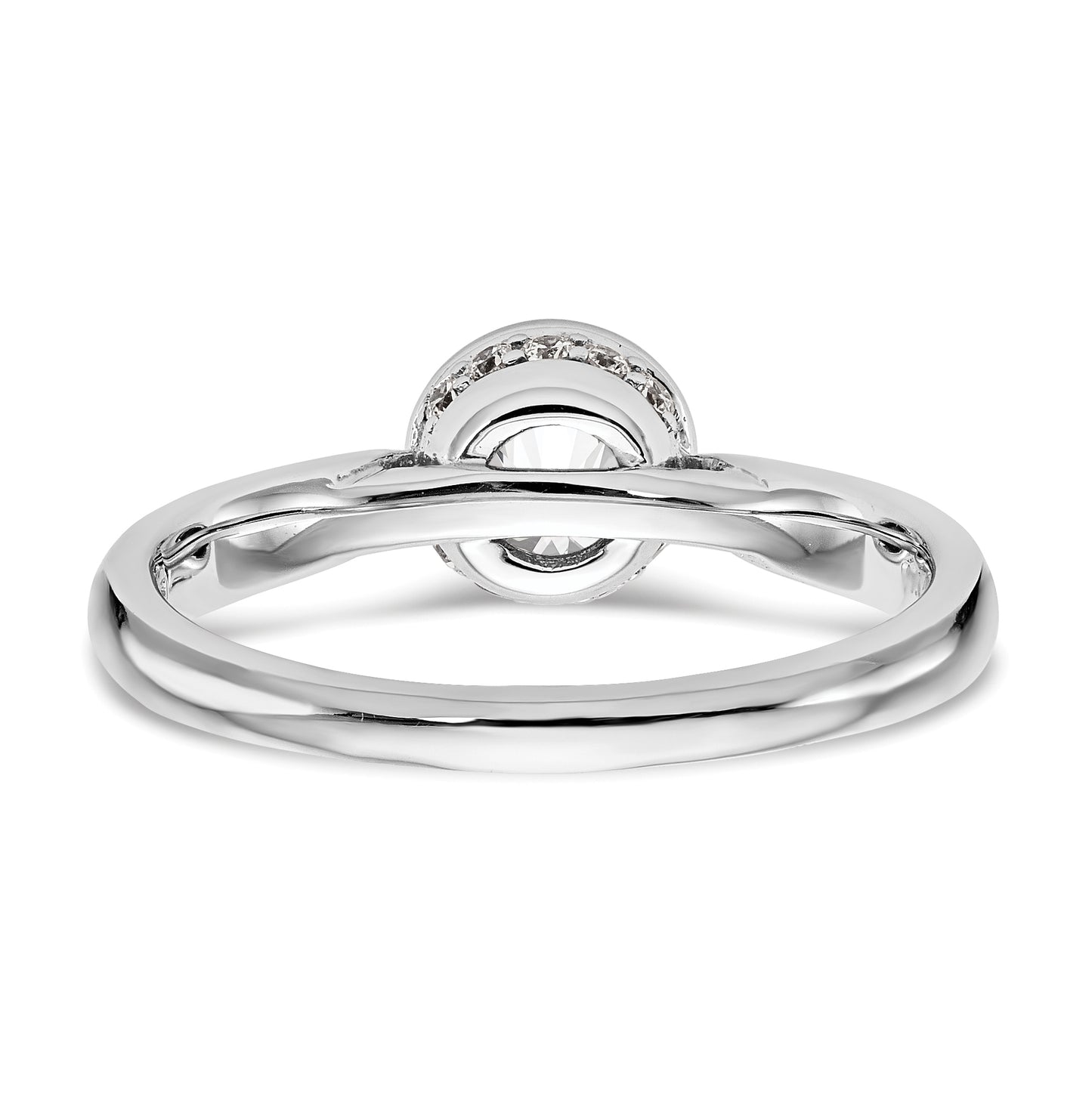 14K White Gold Round Bezel-Set Solitaire Diamond Semi-mount Engagement Ring