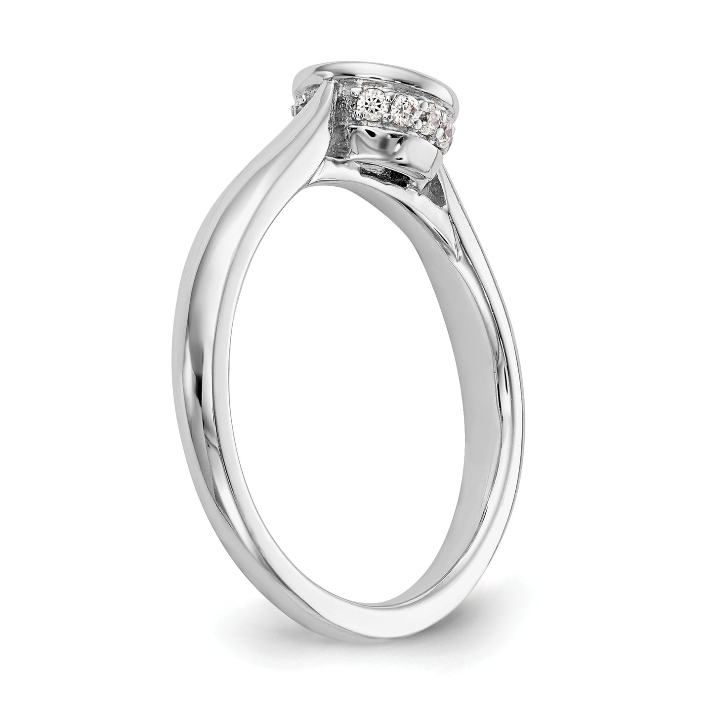 14K White Gold Round Bezel-Set Solitaire Diamond Semi-mount Engagement Ring