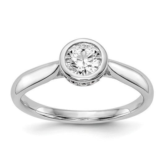 14K White Gold Round Bezel-Set Solitaire Diamond Semi-mount Engagement Ring