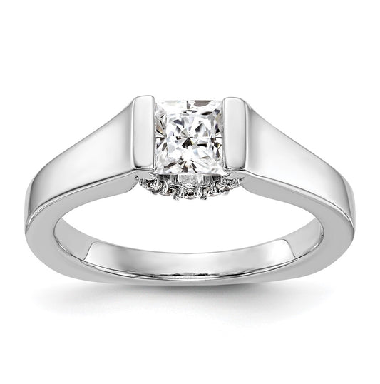 14k White Gold Square Solitaire Semi-mount Engagement Ring