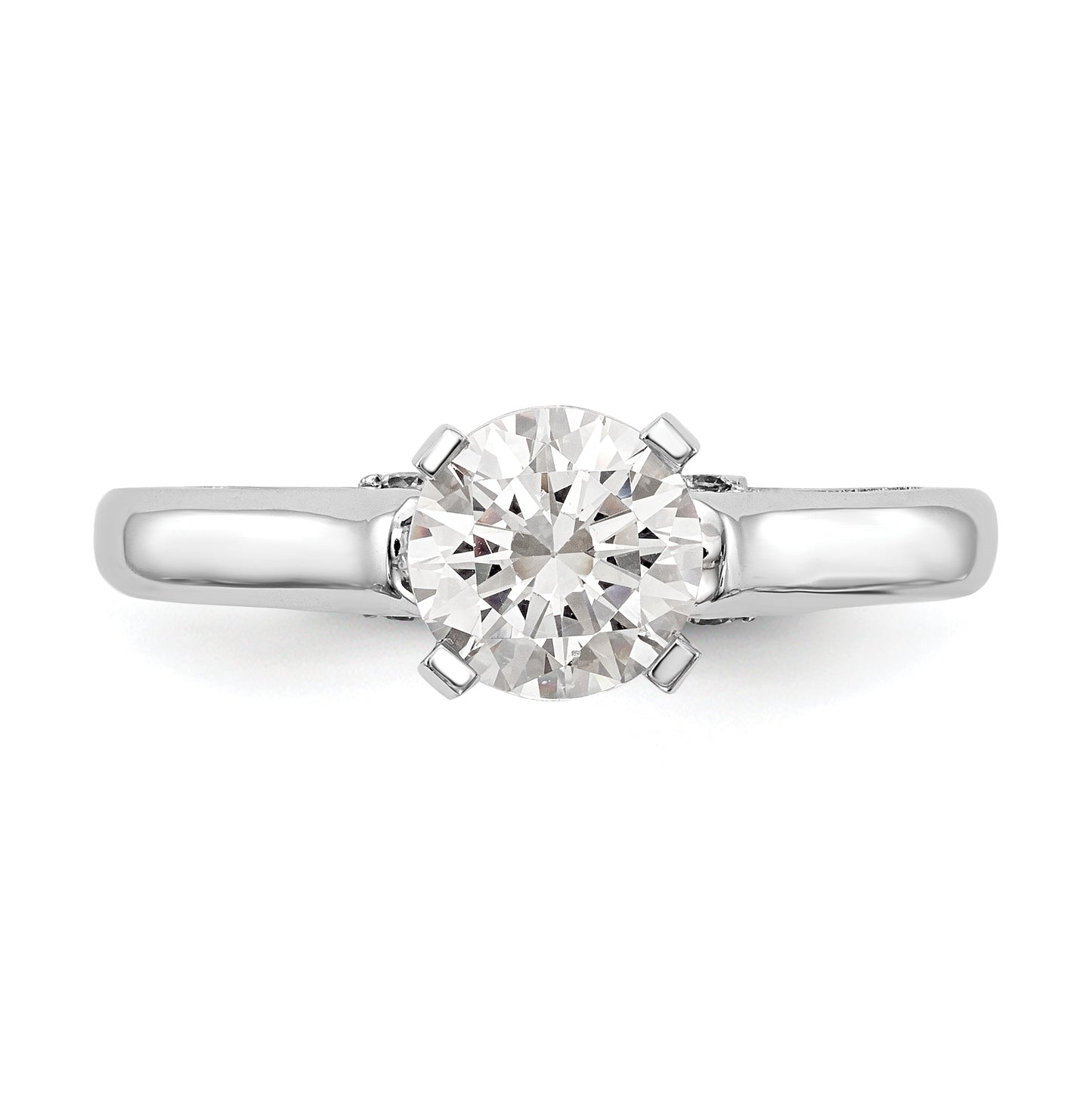 14k White Gold Peg Set 1/10 carat Diamond Leaf Design Semi-mount Solitaire Engagement Ring