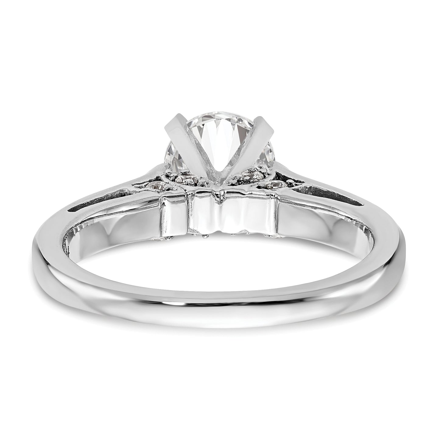 14k White Gold Peg Set 1/10 carat Diamond Leaf Design Semi-mount Solitaire Engagement Ring