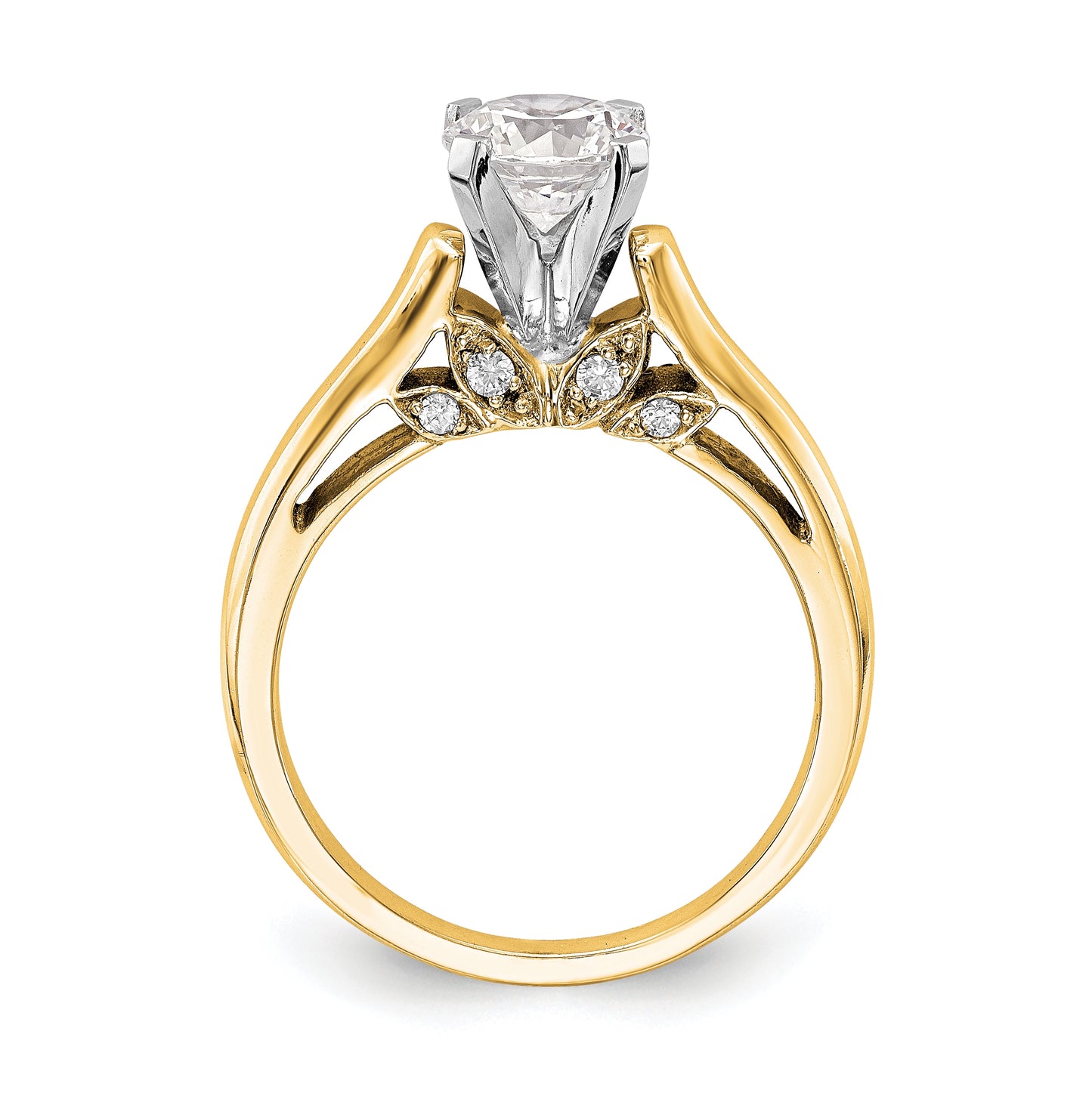 14k Yellow Gold Peg Set Solitaire Diamond Semi-mount Eng Ring